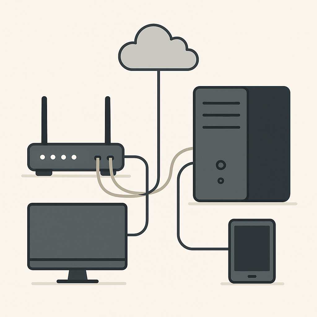 Ilustrasi-skema-server-pribadi-sederhana-yang-terhubung-ke-jaringan-rumah-atau-kantor
