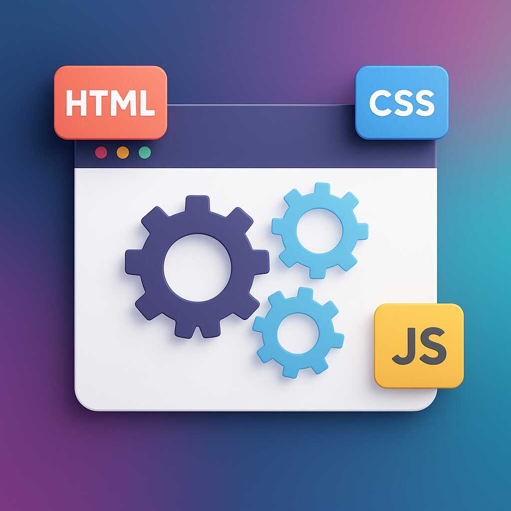 Ilustrasi visual dari konsep profesi web developer yang menggabungkan desain, coding, dan teknologi modern
