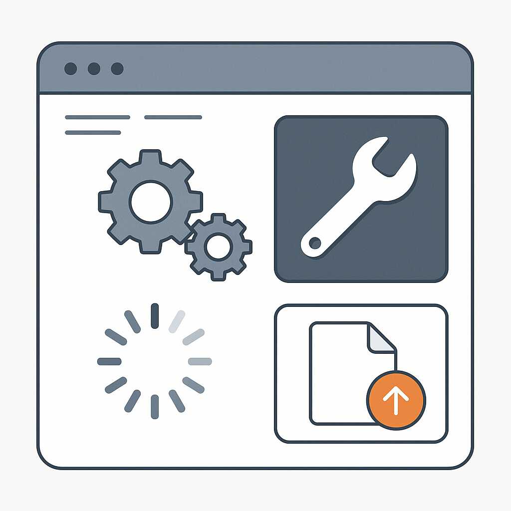 Ilustrasi visual modern yang menggambarkan sistem maintenance digital berjalan otomatis