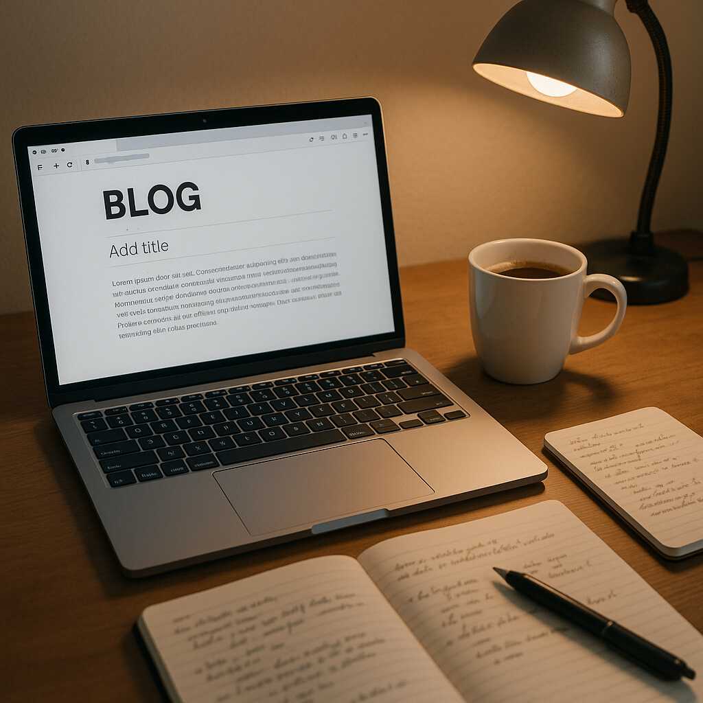 Meja kerja sederhana saat menulis blog pertama
