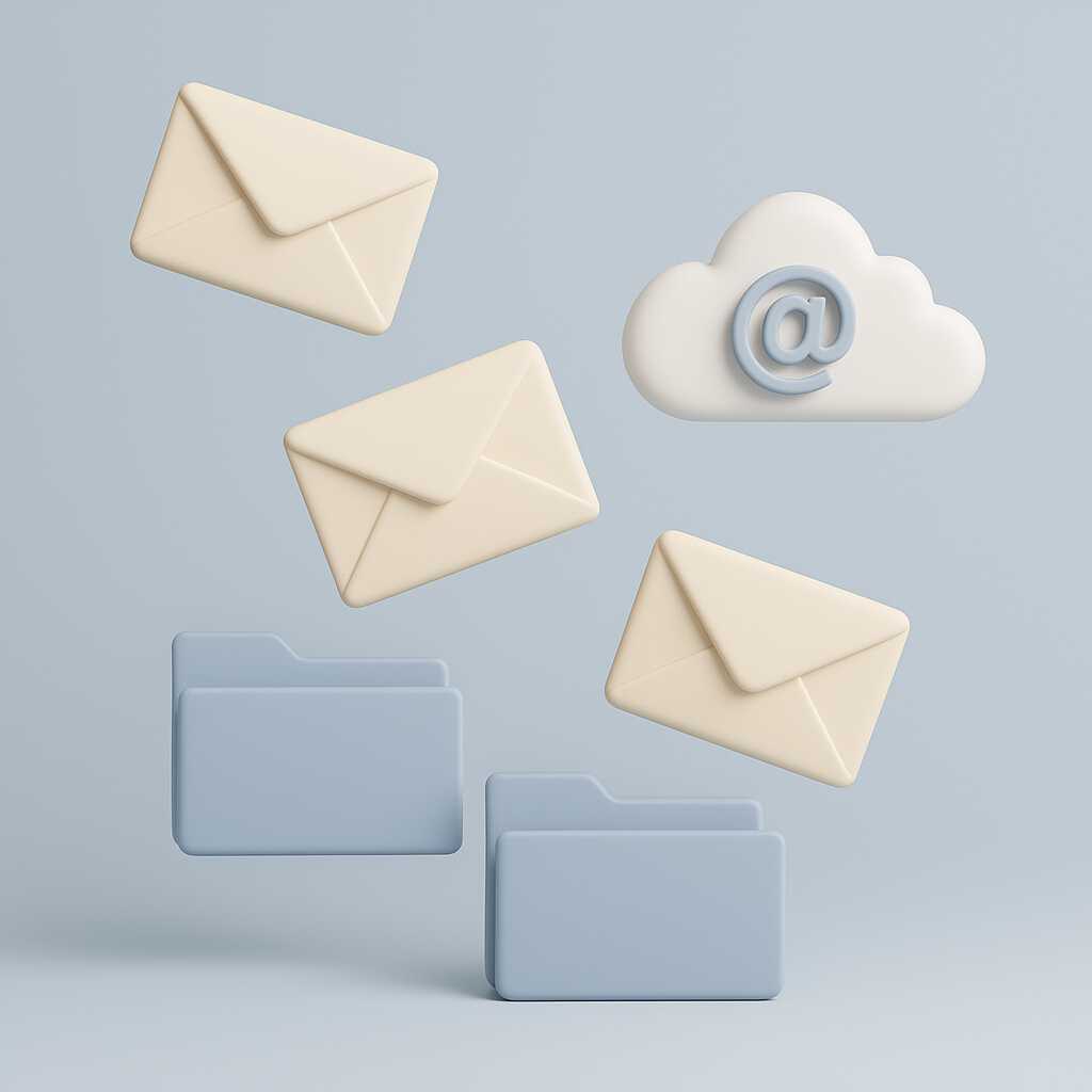 Representasi visual modern dari konsep email dalam komunikasi digital