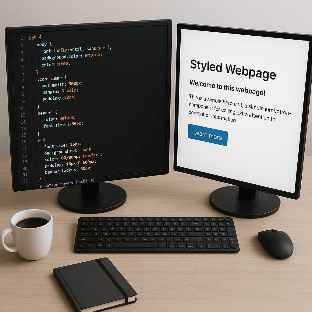 Tampilan workspace saat mengerjakan CSS — bersih, rapi, dan fokus pada tampilan website