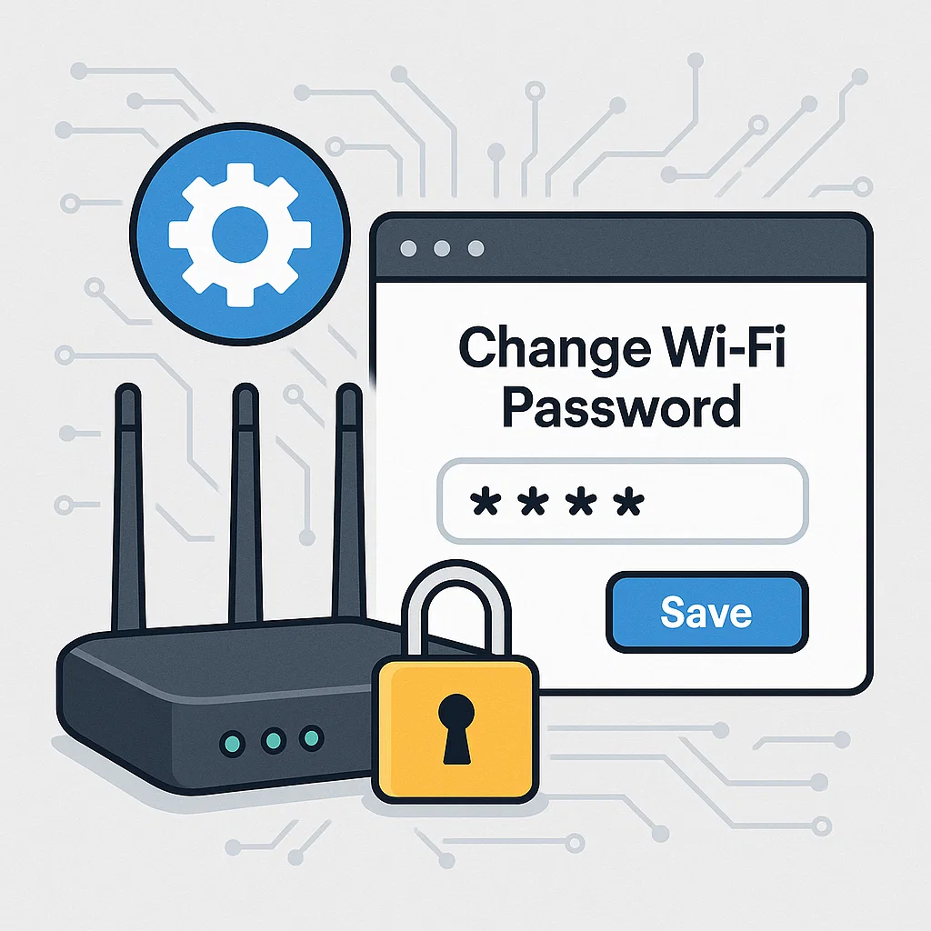 Ilustrasi dashboard pengaturan router untuk mengganti sandi WiFi
