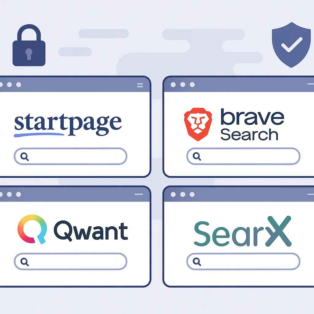 Ilustrasi mesin pencari alternatif selain DuckDuckGo dengan fokus privasi
