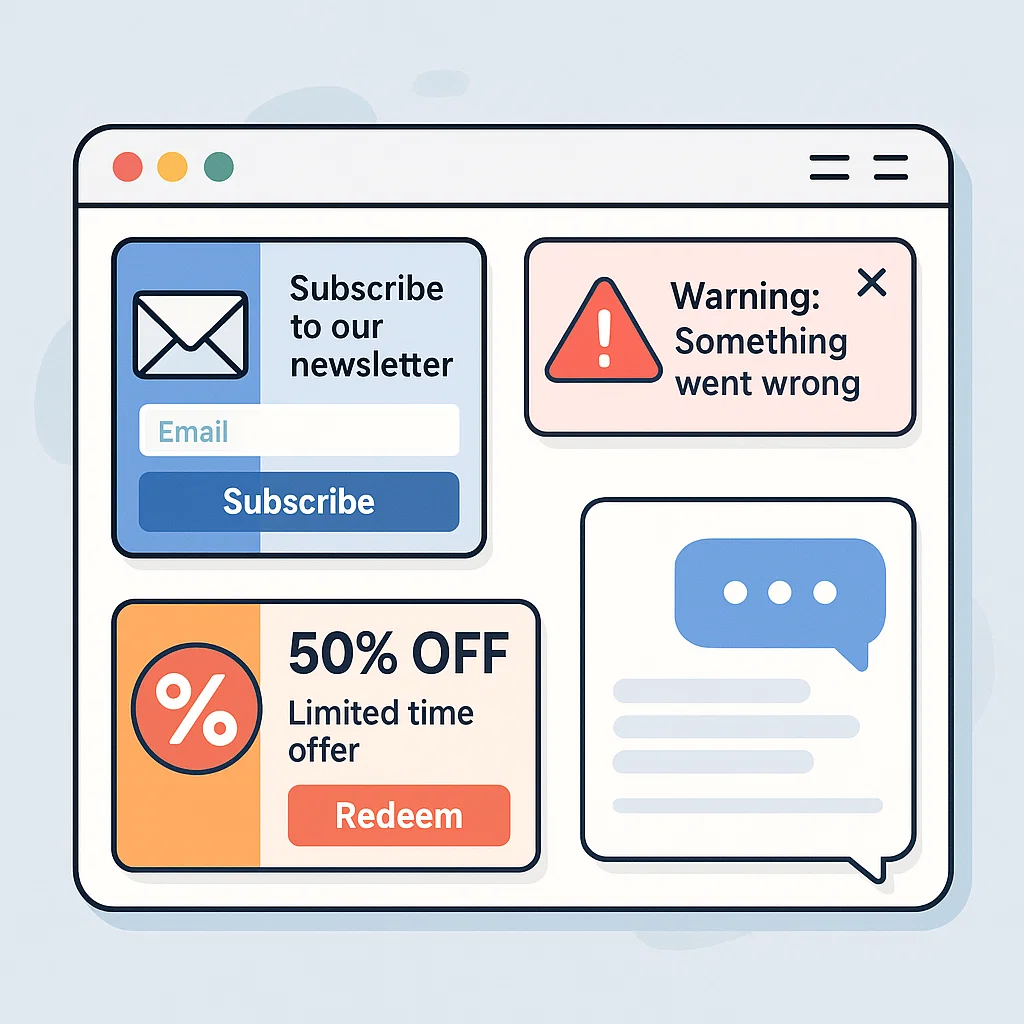 Jenis-jenis pop up pada tampilan website dan aplikasi modern