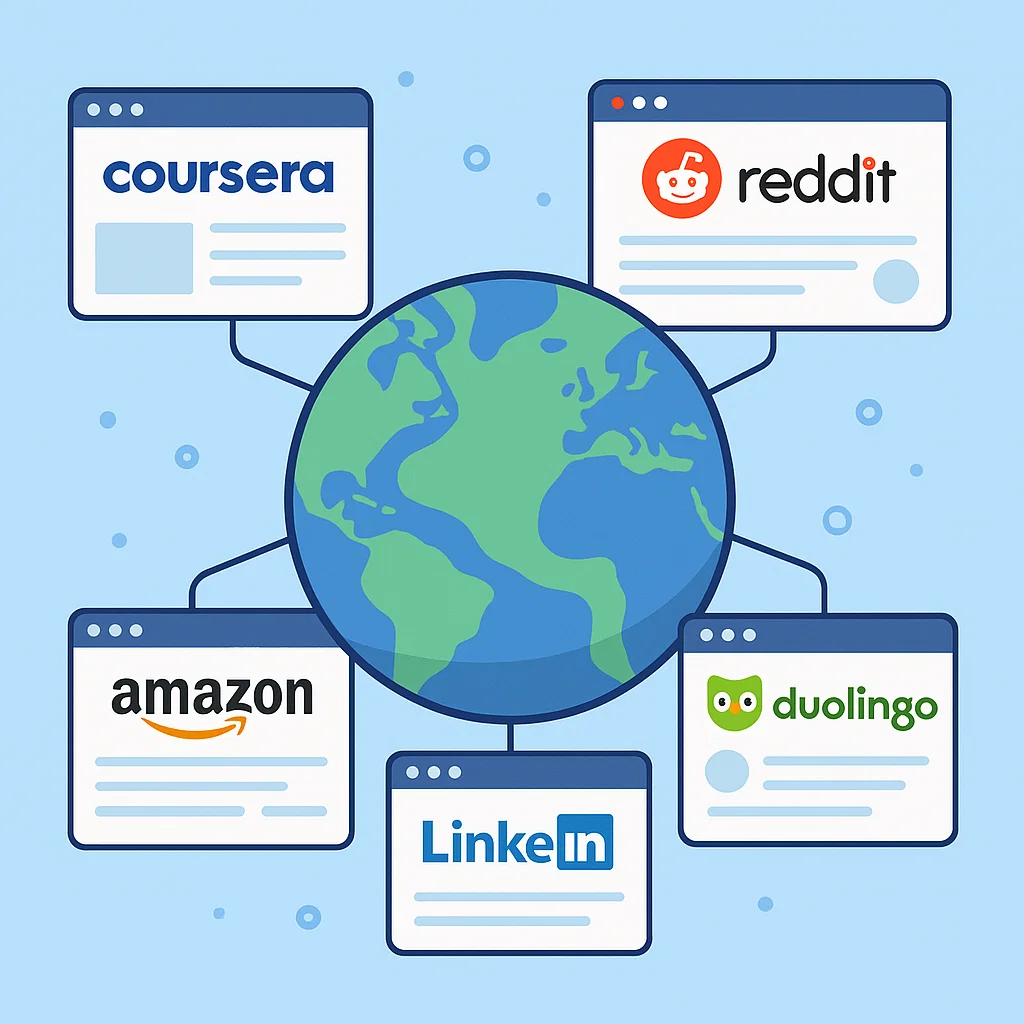 Kumpulan situs luar negeri populer yang sering digunakan pengguna internet global