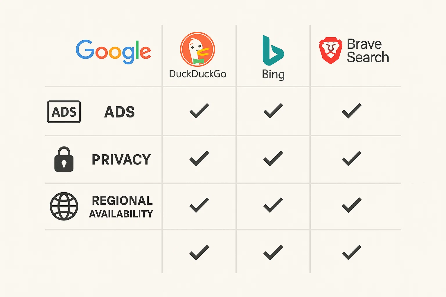 Perbandingan fitur dan keamanan dari berbagai mesin pencari selain Yandex