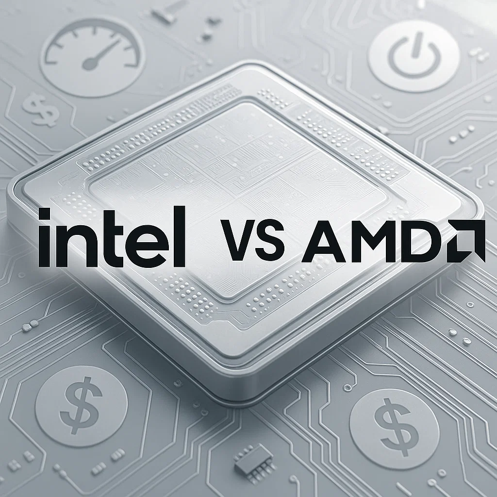 Perbandingan visual prosesor Intel dan AMD dalam konteks performa dan efisiensi