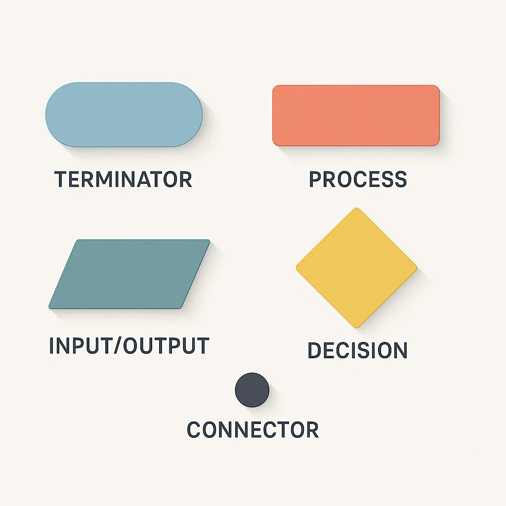 Simbol-simbol standar dalam flowchart yang umum digunakan dalam berbagai proses