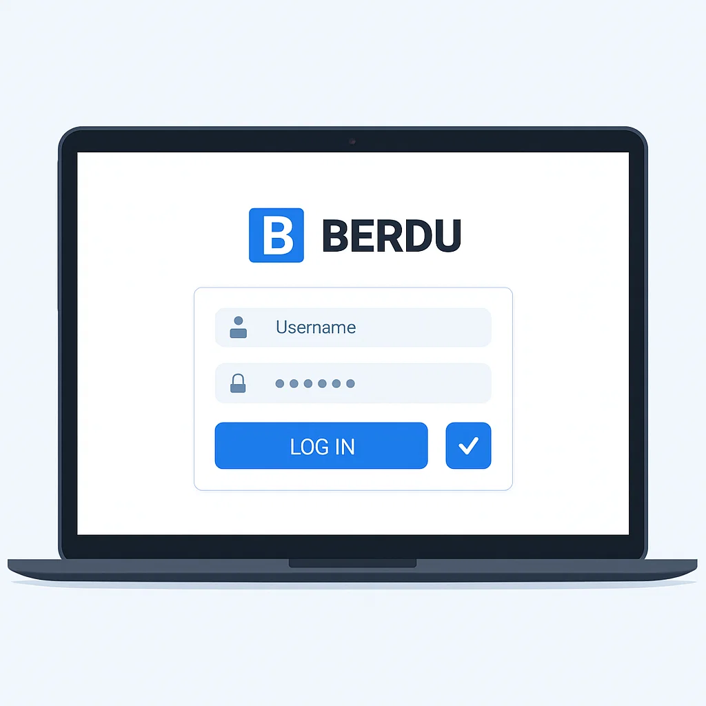 Tampilan antarmuka login Berdu yang modern dan aman