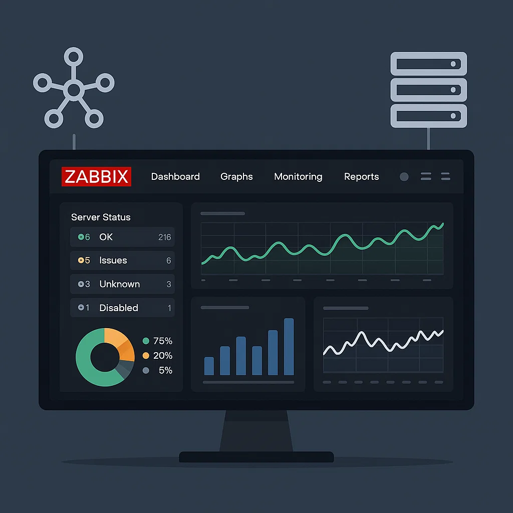 Tampilan profesional dashboard monitoring menggunakan Zabbix