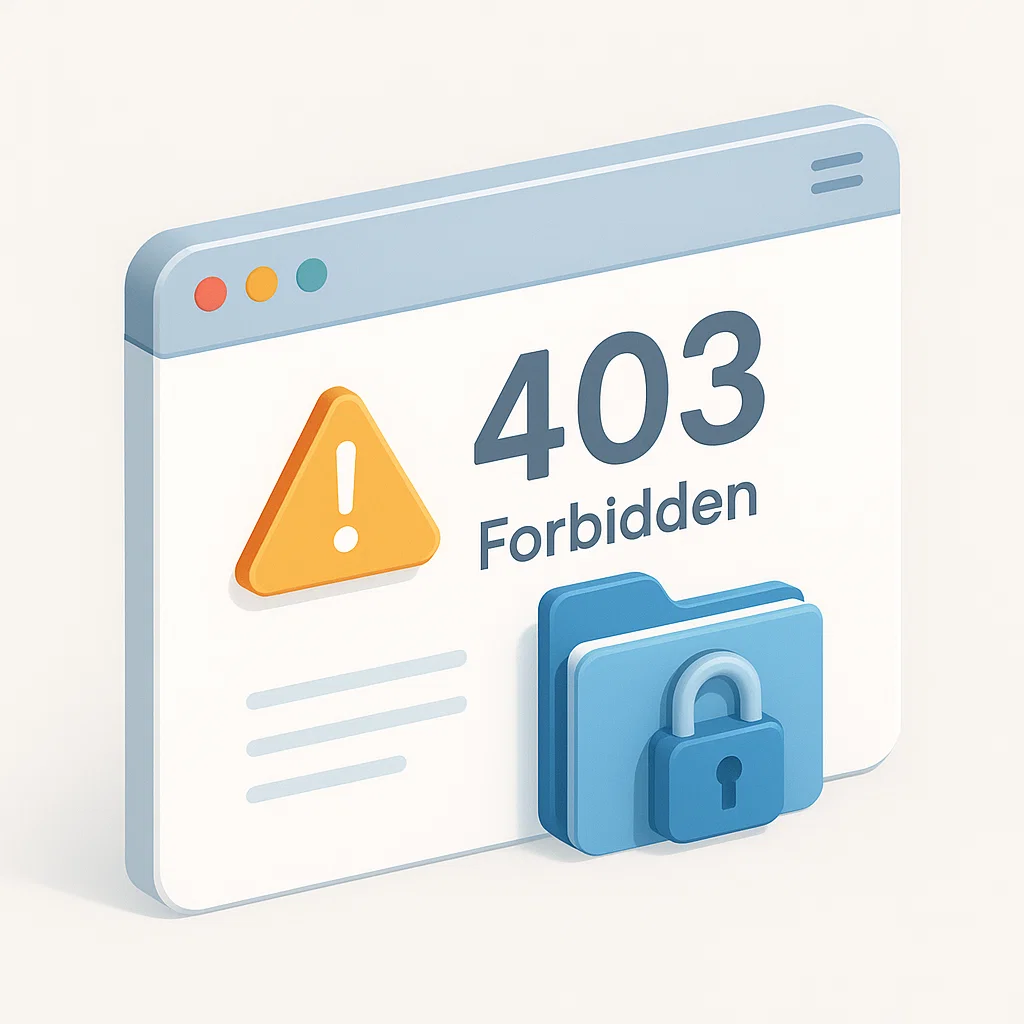 Ilustrasi halaman error 403 Forbidden yang menunjukkan akses ditolak oleh server