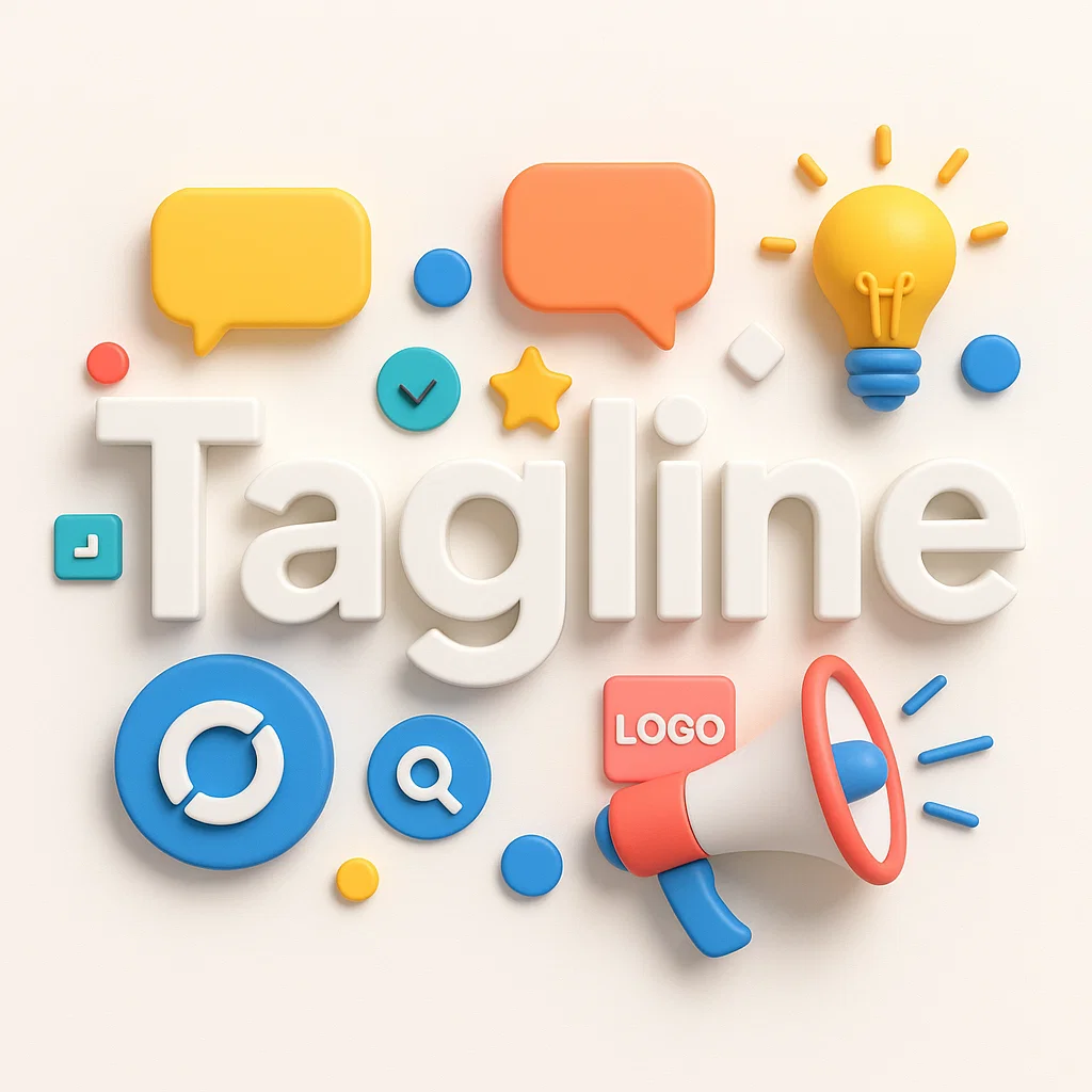 Ilustrasi tagline sebagai elemen branding penting yang menghubungkan bisnis dengan konsumen