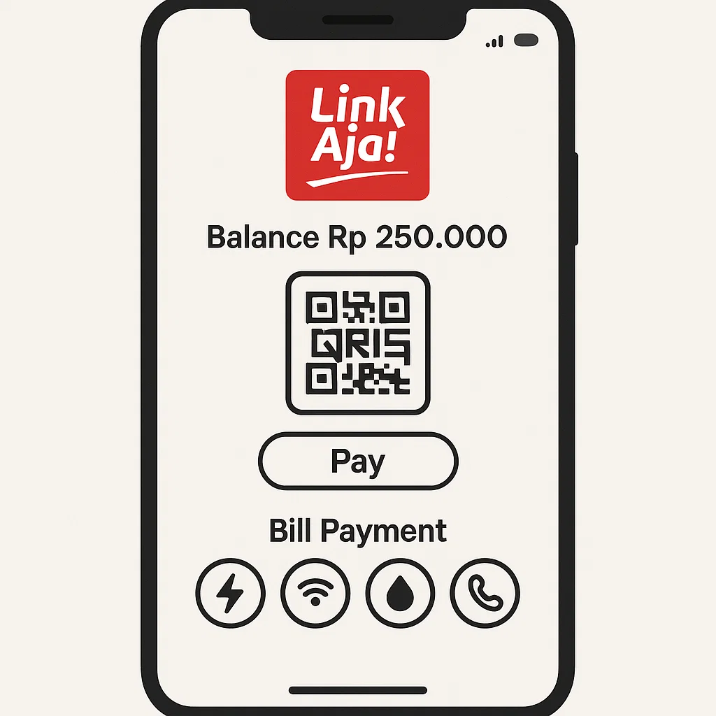 Tampilan aplikasi LinkAja sebagai dompet digital