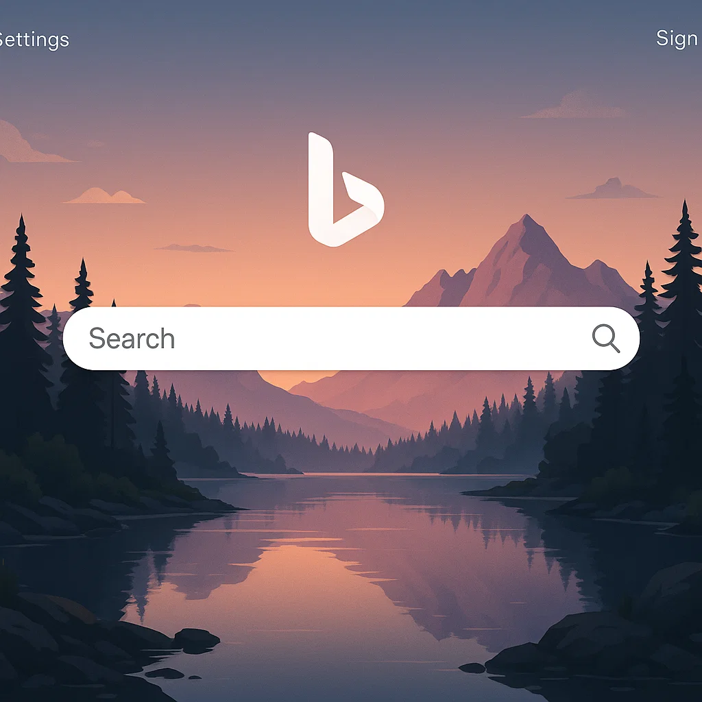Tampilan utama mesin pencari Bing dengan ciri khas gambar harian