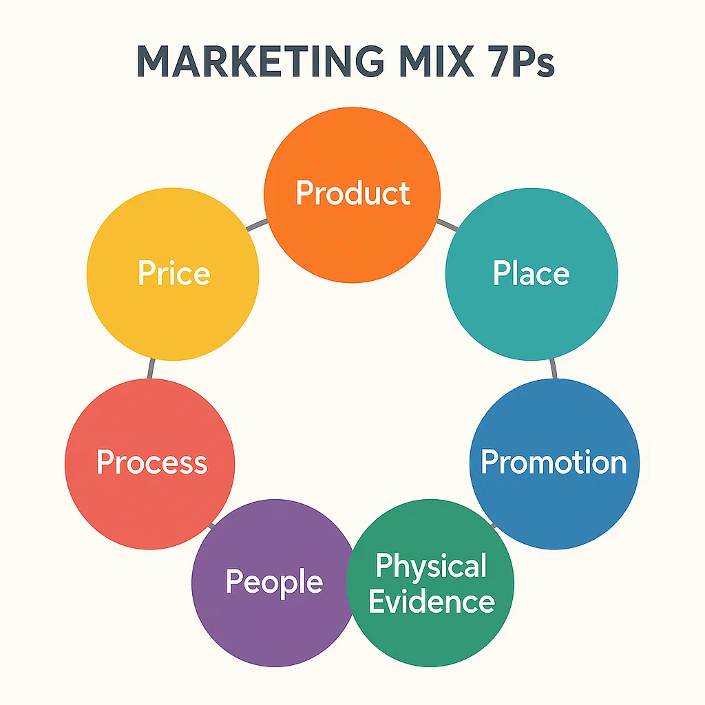 Visualisasi elemen Marketing Mix 7Ps