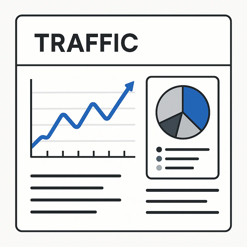 Visualisasi grafik traffic website dengan berbagai sumber