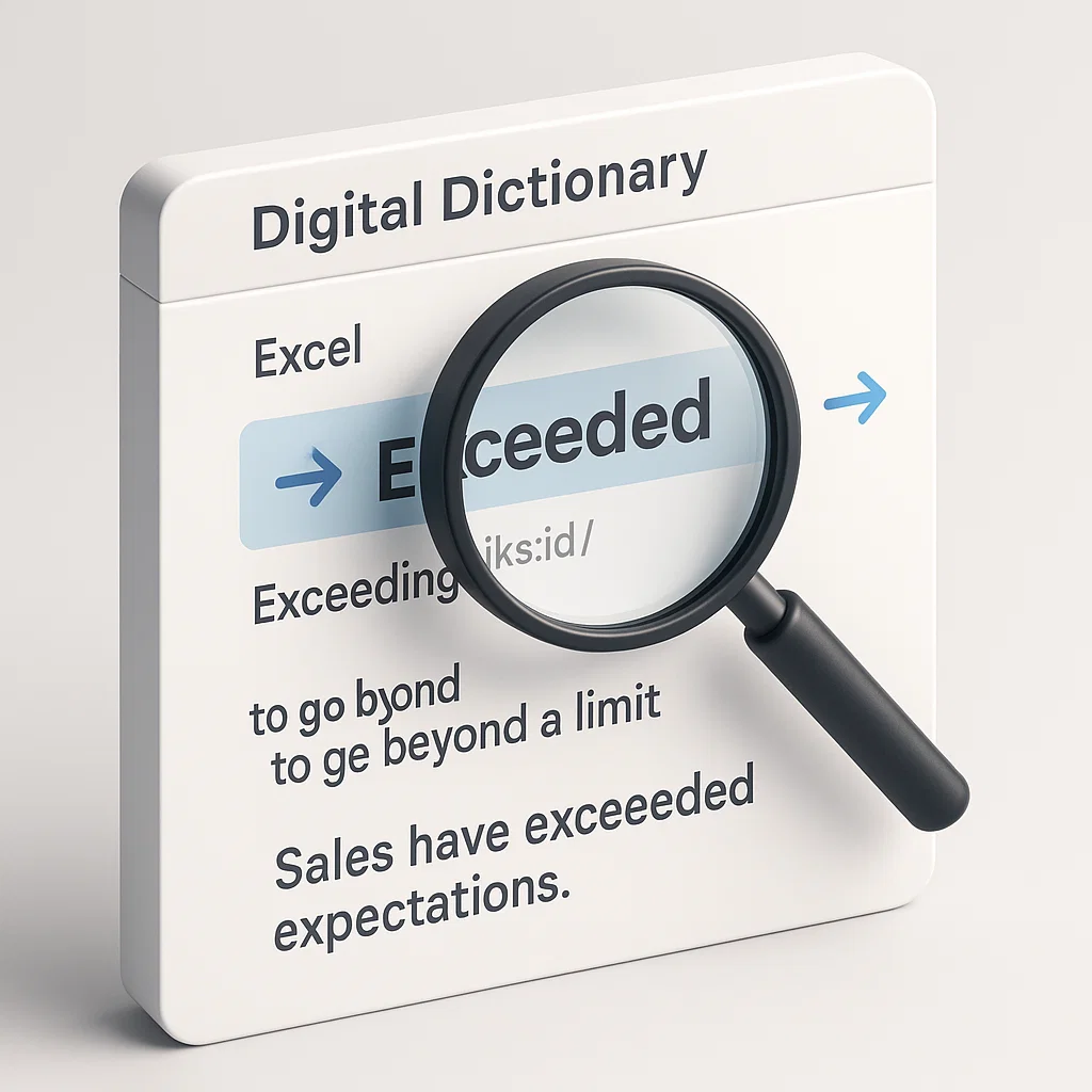 Visualisasi kata “Exceeded” beserta arti dan contoh penggunaannya dalam konteks bahasa Inggris