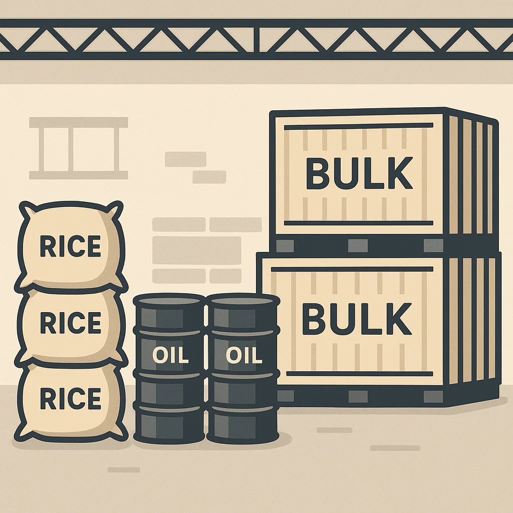Visualisasi konsep bulk dalam perdagangan dan logistik