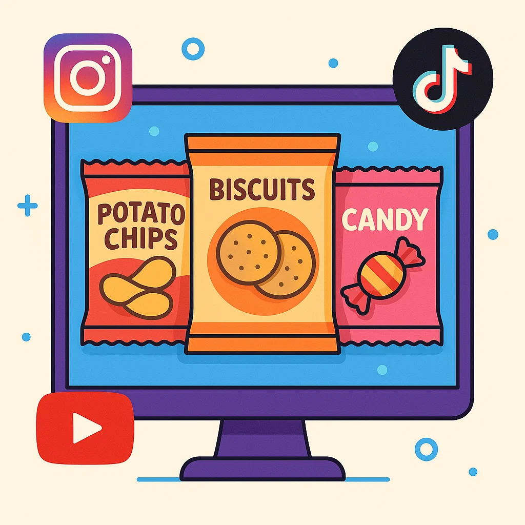 Visualisasi konsep iklan snack di media digital