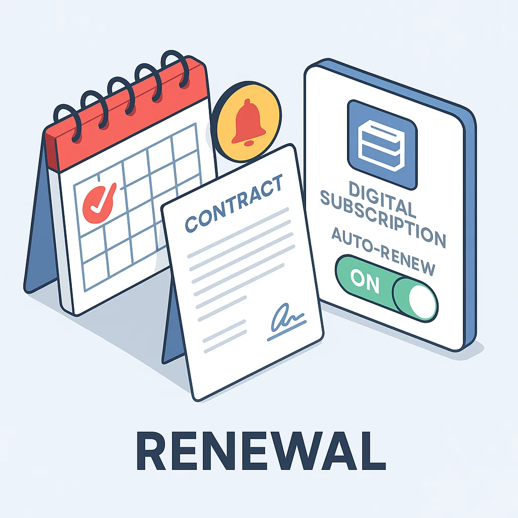 Visualisasi konsep renewal untuk layanan digital, kontrak, dan dokumen penting