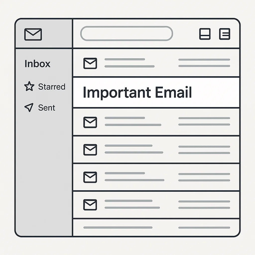 Visualisasi subjek email sebagai elemen utama pesan