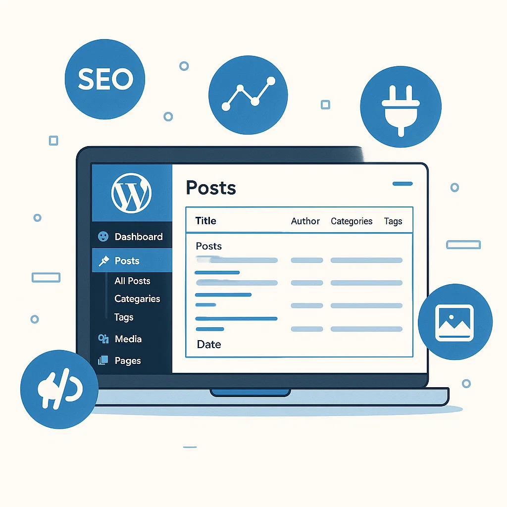 Ilustrasi dashboard WordPress untuk mengelola blog