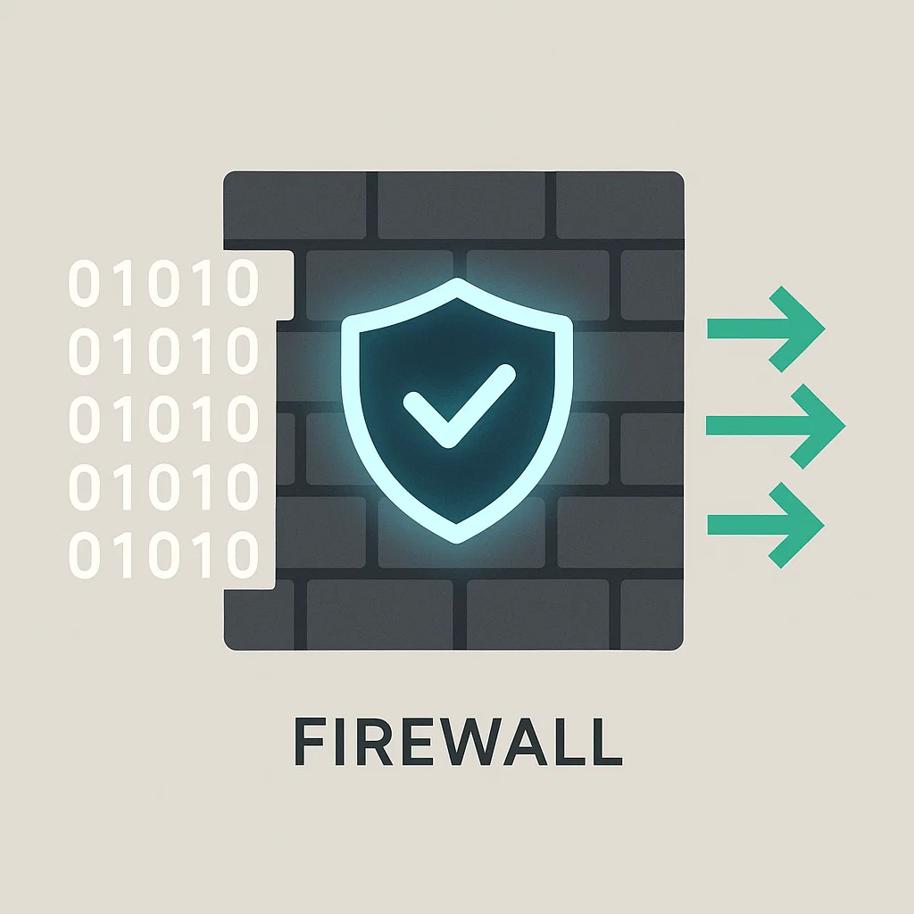 Ilustrasi fungsi firewall sebagai pelindung data digital