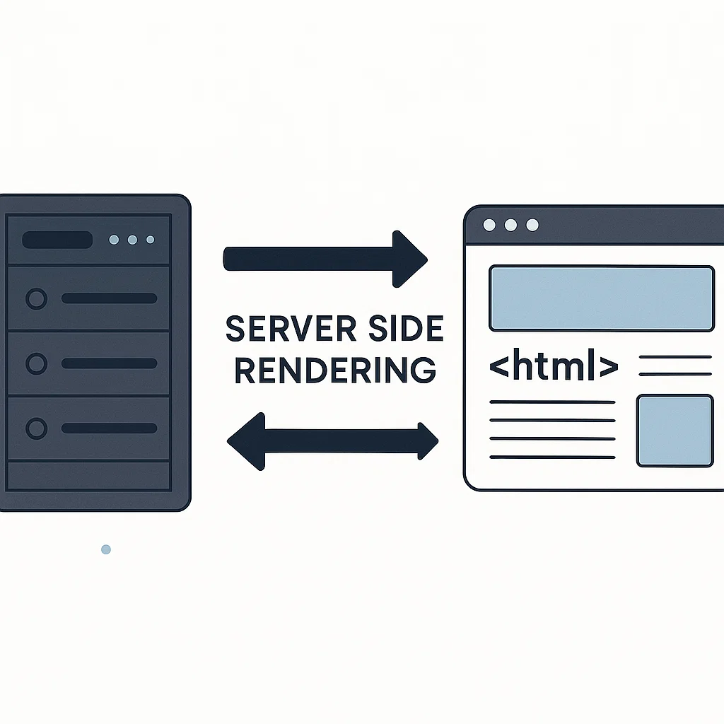 Ilustrasi konsep dasar SSR dari server ke browser