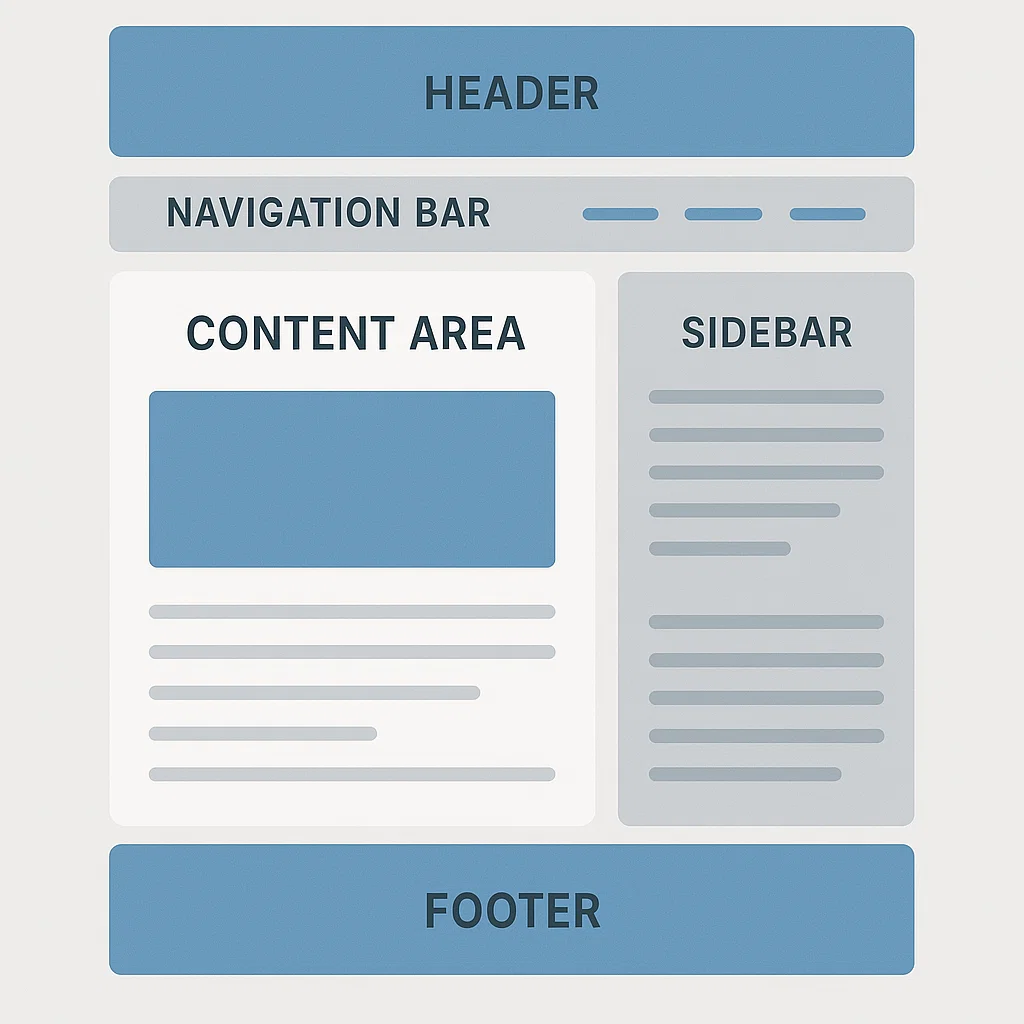 Struktur dasar layout web dengan elemen utama