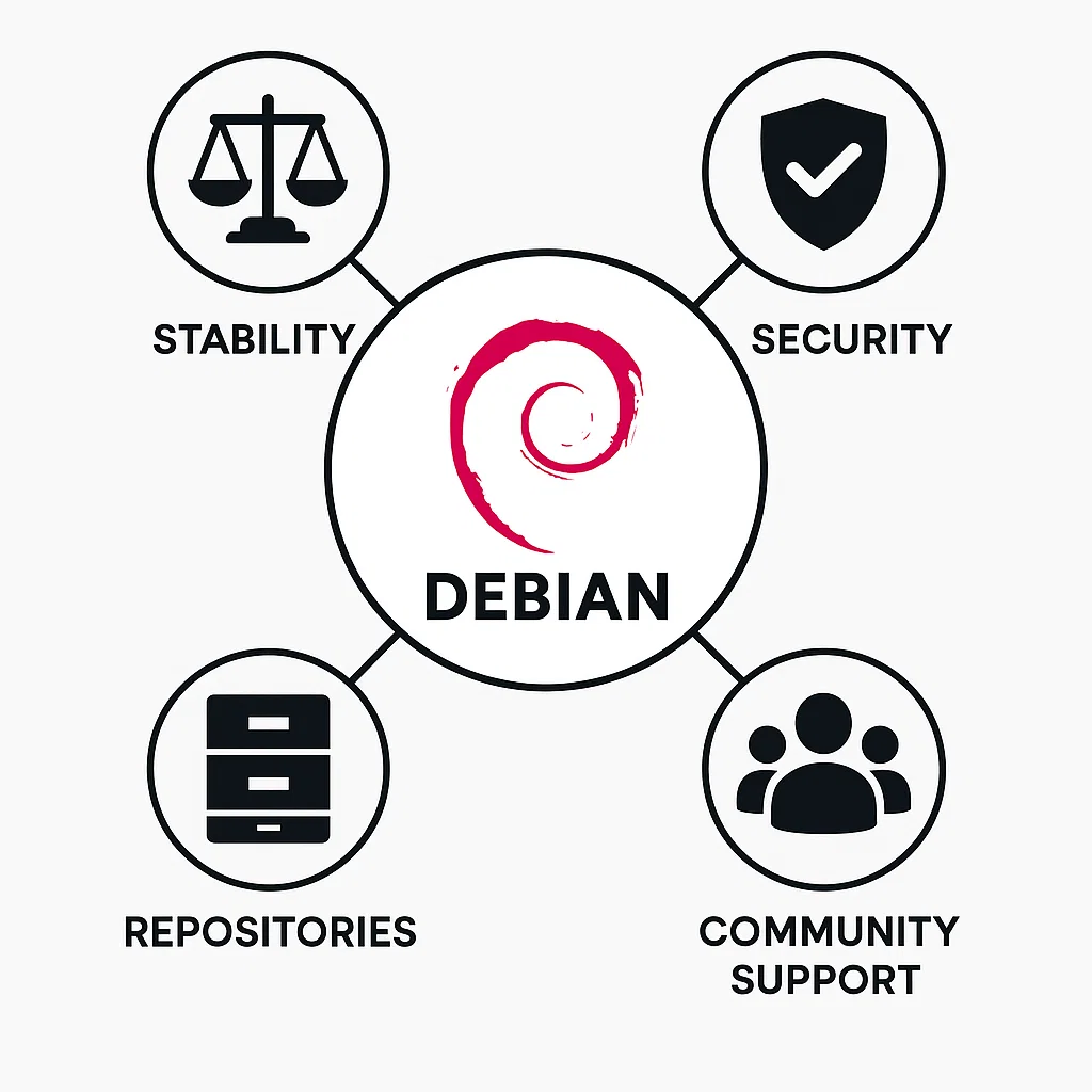 Visualisasi OS Linux Debian dengan fitur unggulannya