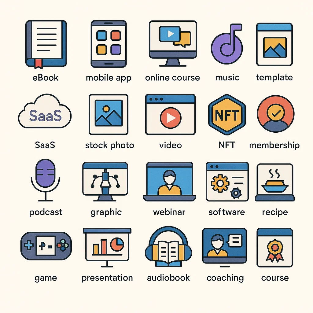 Visualisasi berbagai contoh produk digital populer