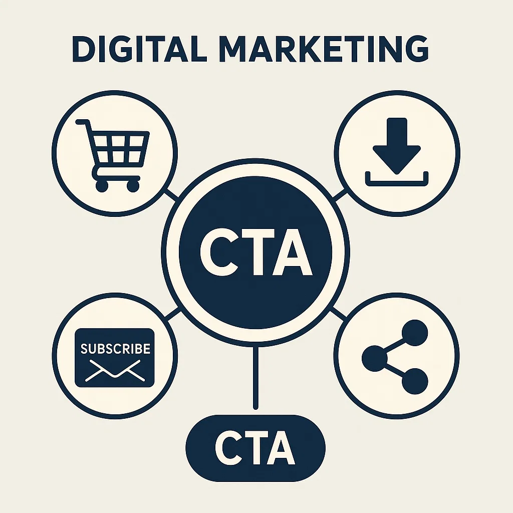 Visualisasi fungsi utama CTA dalam digital marketing