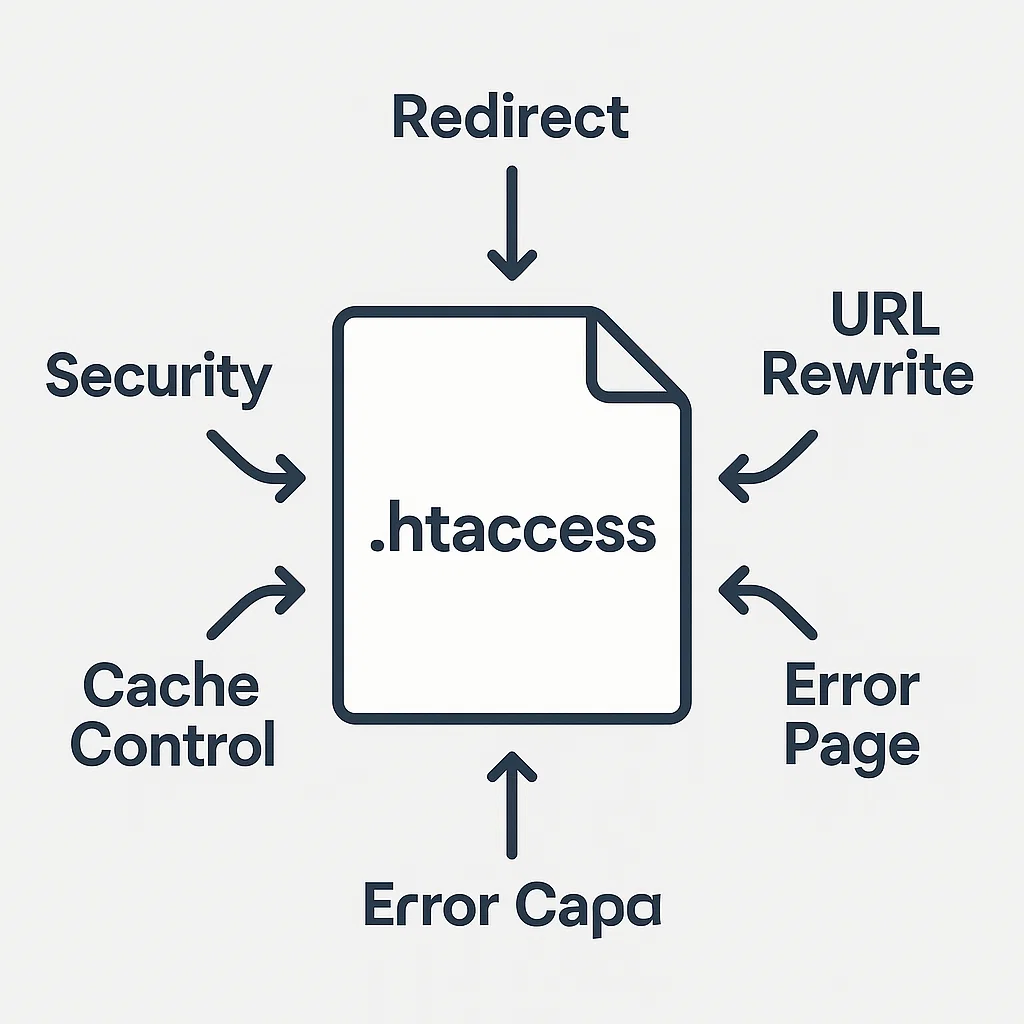 Visualisasi fungsi utama file .htaccess di server Apache
