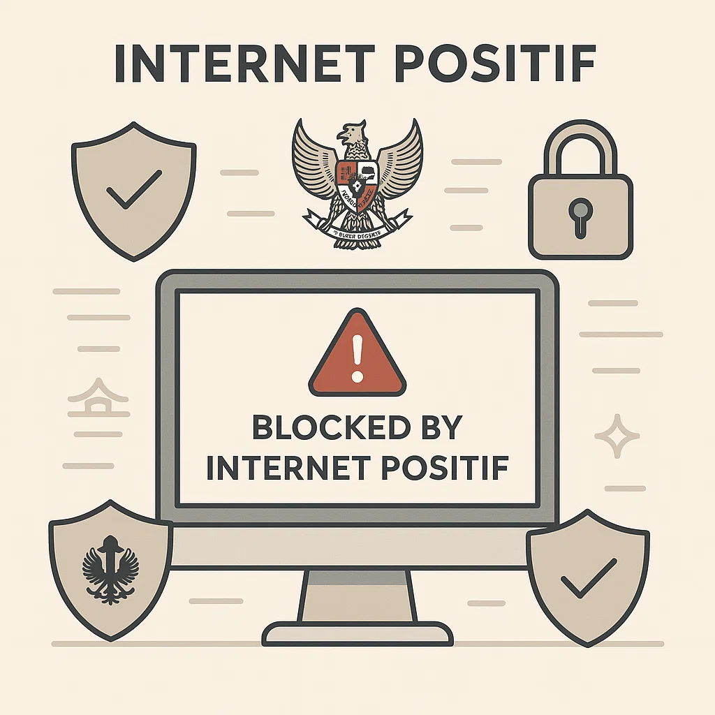 Visualisasi halaman internet positif dengan simbol keamanan