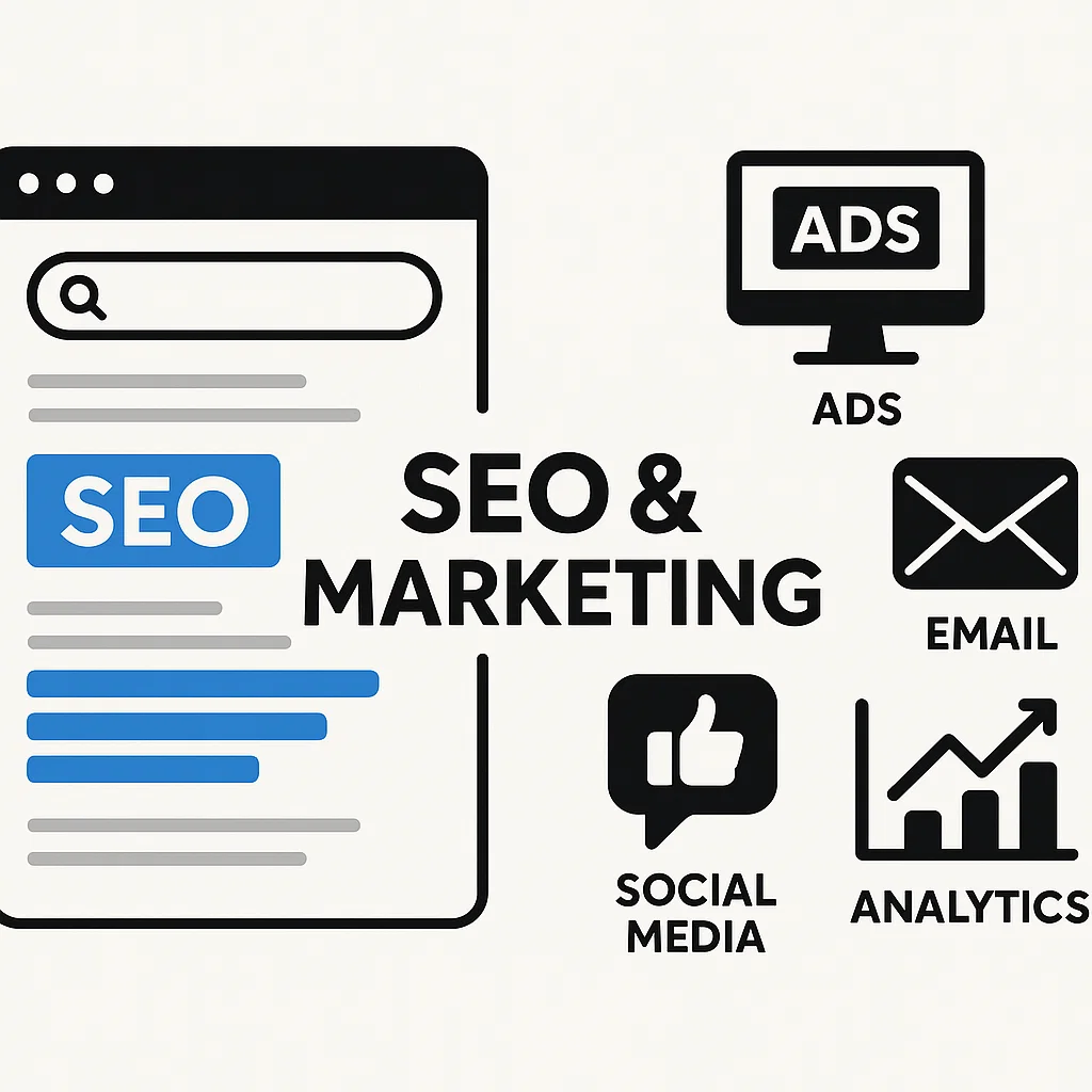 Visualisasi hubungan SEO dengan strategi marketing digital