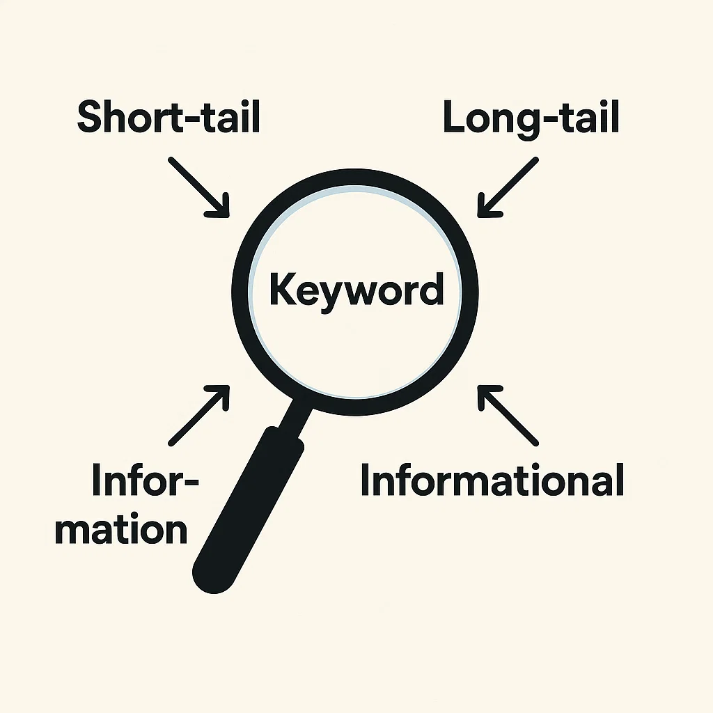 Visualisasi jenis-jenis keyword utama dalam SEO