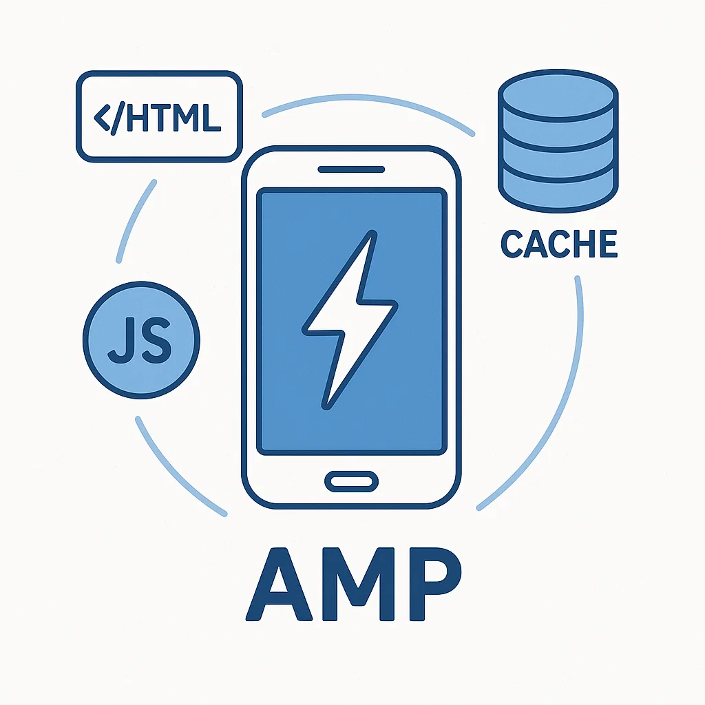 Visualisasi konsep AMP sebagai halaman mobile cepat