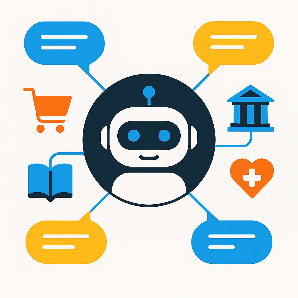 Visualisasi konsep chat bot dalam berbagai industri