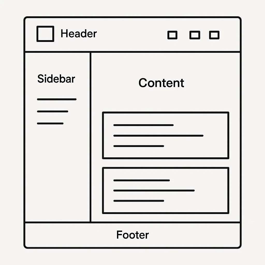 Visualisasi sederhana wireframe untuk desain website